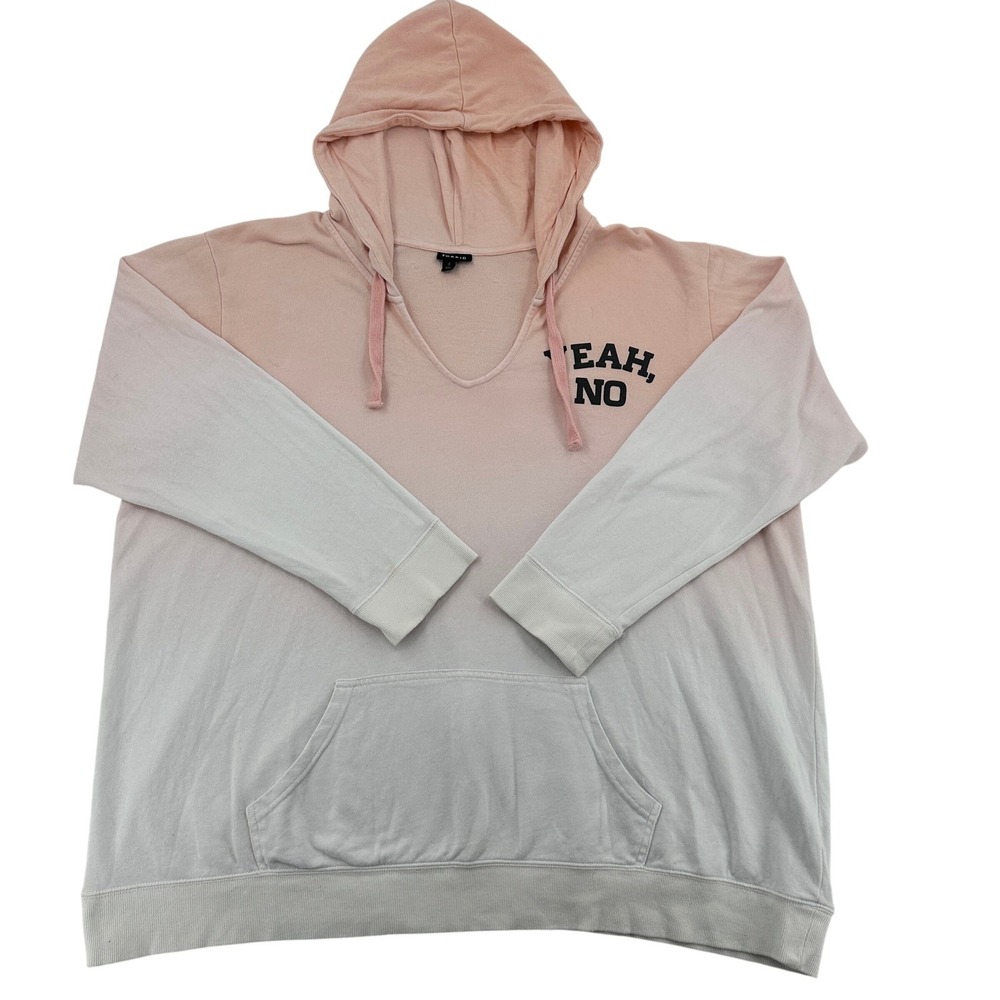 Torrid Size 4X Pink White Ombre Hoodie Sweatshirt YEAH NO Graphic Warm Soft - Picture 1 of 8